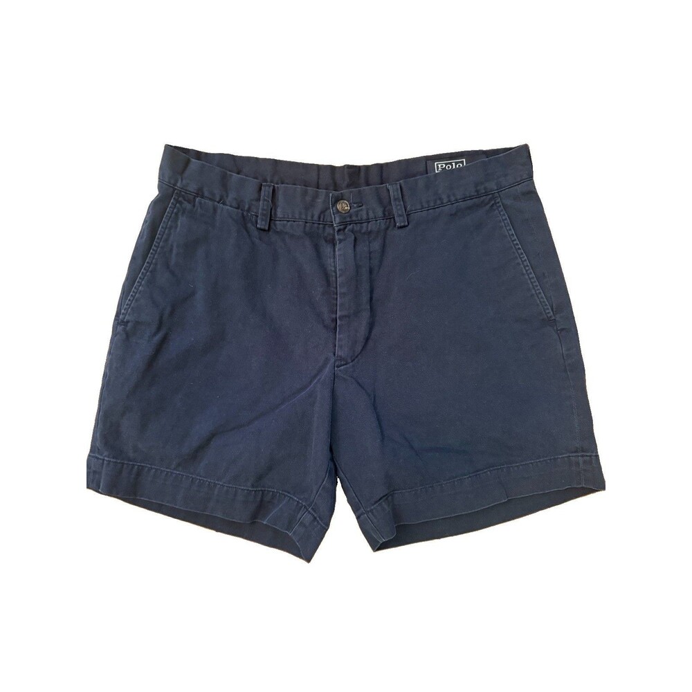 Vintage Polo Ralph Lauren NAVY Chino Shorts Men's 33 X 6” Inseam Flat Front Y2K